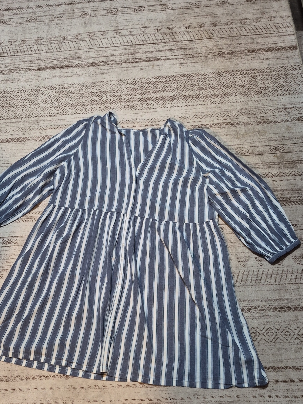 Old Navy Blue and White Striped Midi Dress